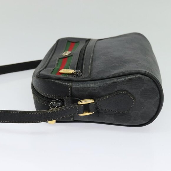 GUCCI GG Supreme Web Sherry Line Bag PVC Black Gold 119 02 087 Auth 120941 - Picture 4 of 16